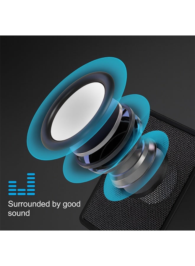 كيسونلي مكبر صوت Kisonli  K100 USB 2.0 متعدد الوسائط لأجهزة الكمبيوتر المحمولة والمكتبية - نظام صوت ستيريو ثنائي القنوات مع مدخل AUX 3.5 ملم، صوت جهير قوي، تصميم صغير الحجم للكمبيوتر والتلفزيون والهاتف المحمول - Image 4